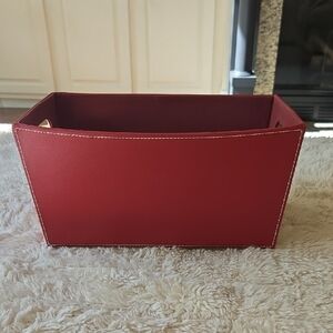 Elegant Faux Leather Red Storage Basket
